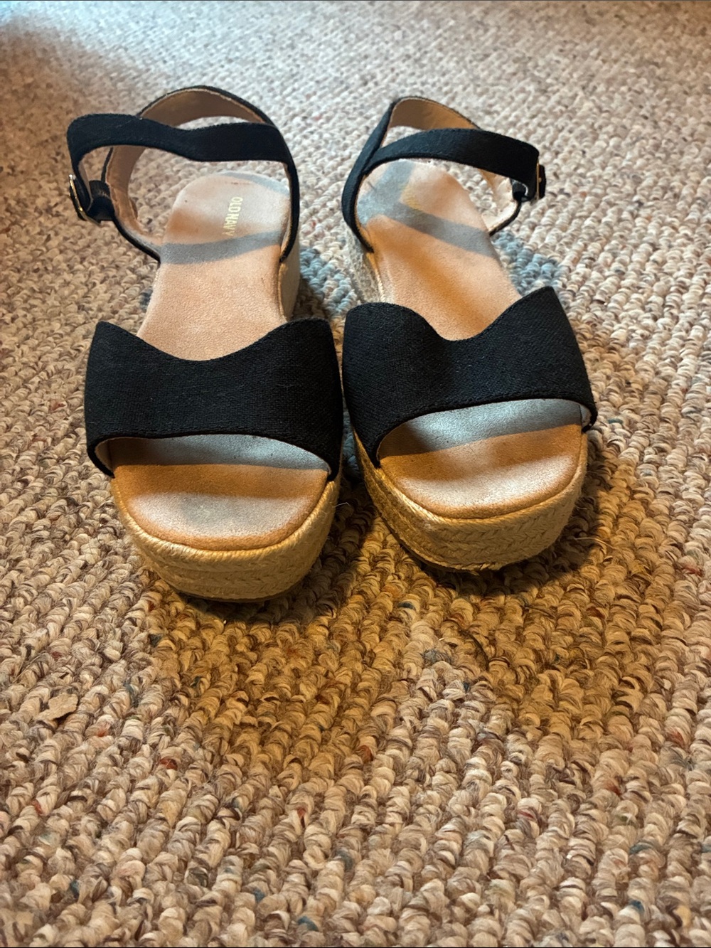 Old Navy Black Espadrille Wedge Sandals